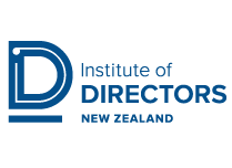 Institute of Directors New Zealand logo with a stylized blue D and the text 'Institute of Directors New Zealand' on the right.